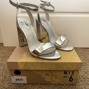 Metallic silver 4 1/2 inch heels